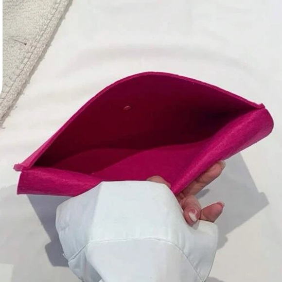 Hot Pink Chevron Envelope Bag - Medium Felt Flap - NWT - Picture 6 of 9